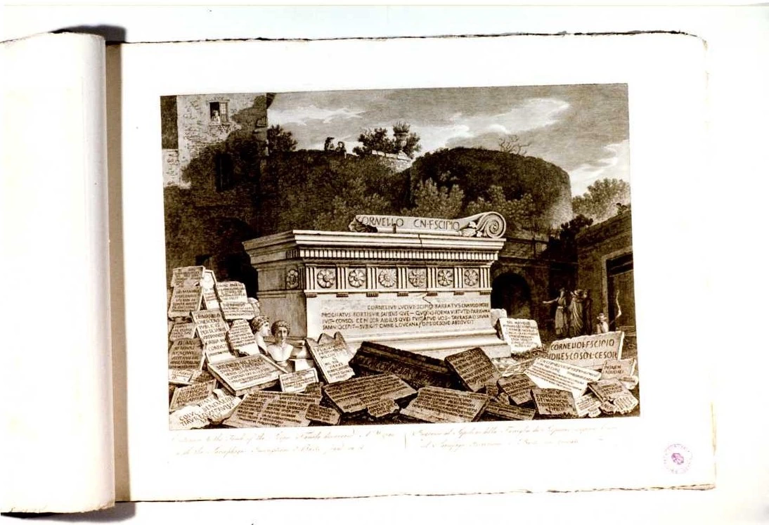 Ritrovamento di antichi sepolcri lungo la via Appia - incisione, Isernia